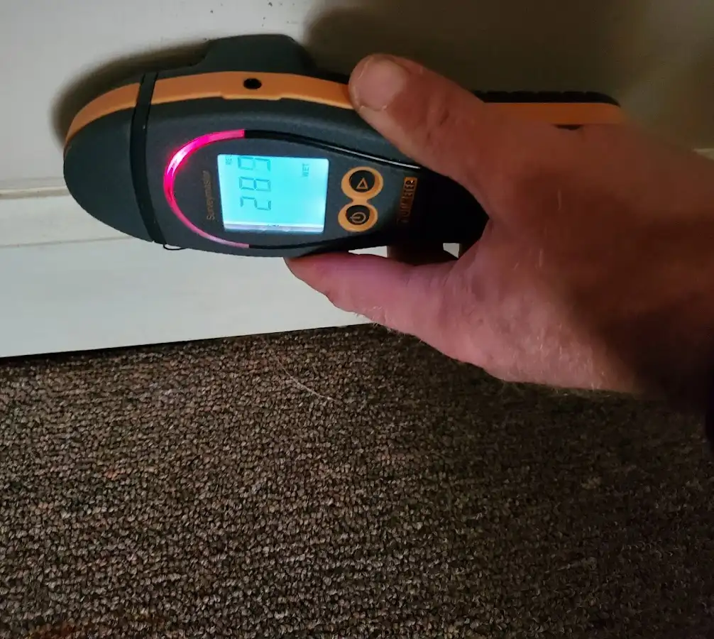 Moisture detection at baseboard during Sewage Cleanup & Sanitation in Galion